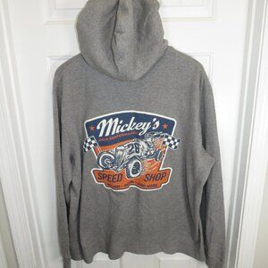 Walt Disney World Mickey's Speed Shop Waffle Knit Thermal Hoodie Gray XXL - NWOT